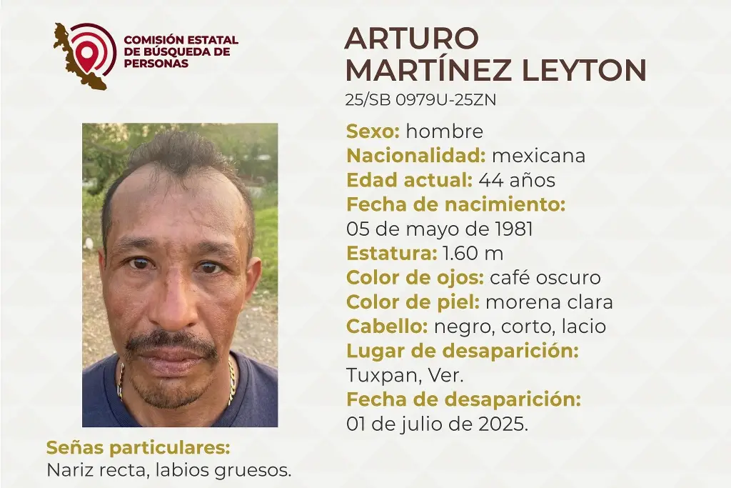 Imagen Piden apoyo para localizar a hombre desaparecido al norte de Veracruz 