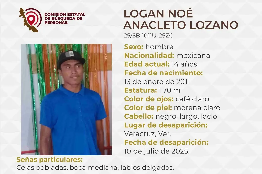 Imagen Piden apoyo para localizar a menor de edad desaparecido en el puerto de Veracruz 