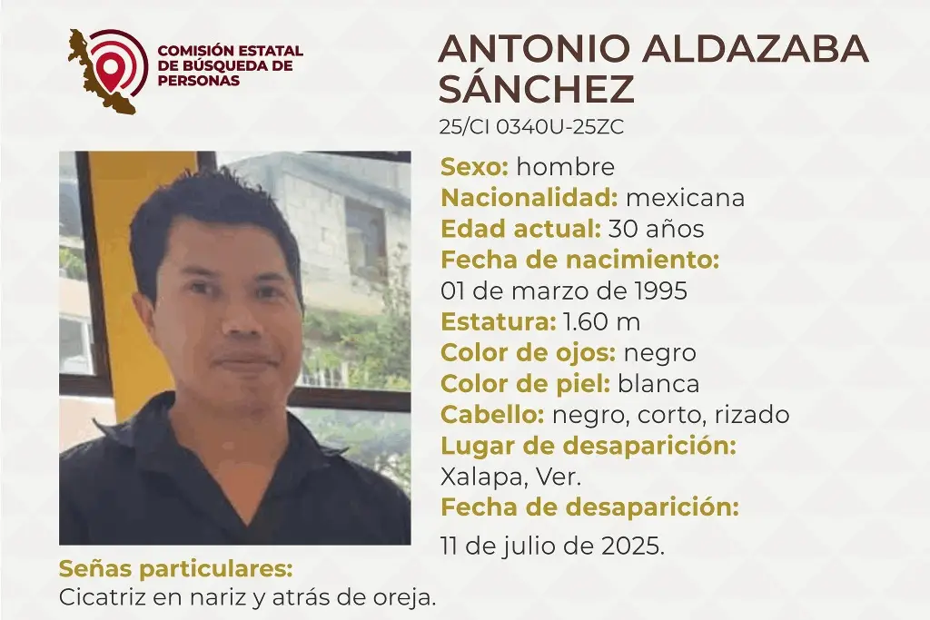 Imagen Él es Antonio, tiene 30 años y desapareció en Xalapa, Veracruz 