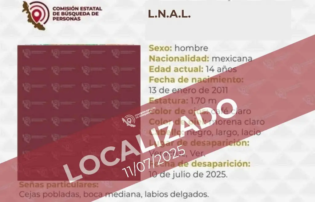 Imagen Localizan a menor reportado como desaparecido en Veracruz