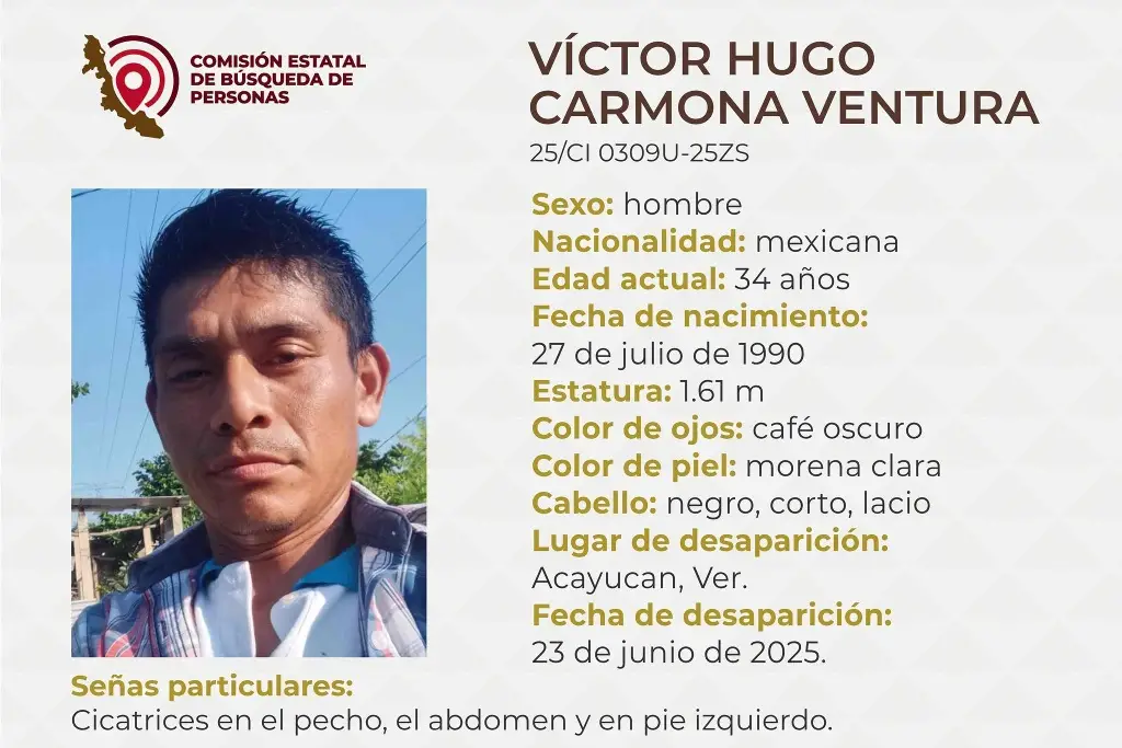 Imagen Piden apoyo para localizar a hombre desaparecido al sur de Veracruz 