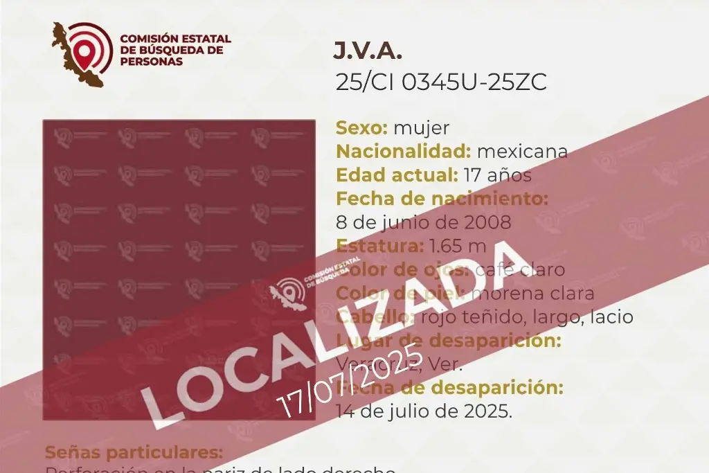 Imagen Localizan a menor de edad que estaba desaparecida en el puerto de Veracruz 