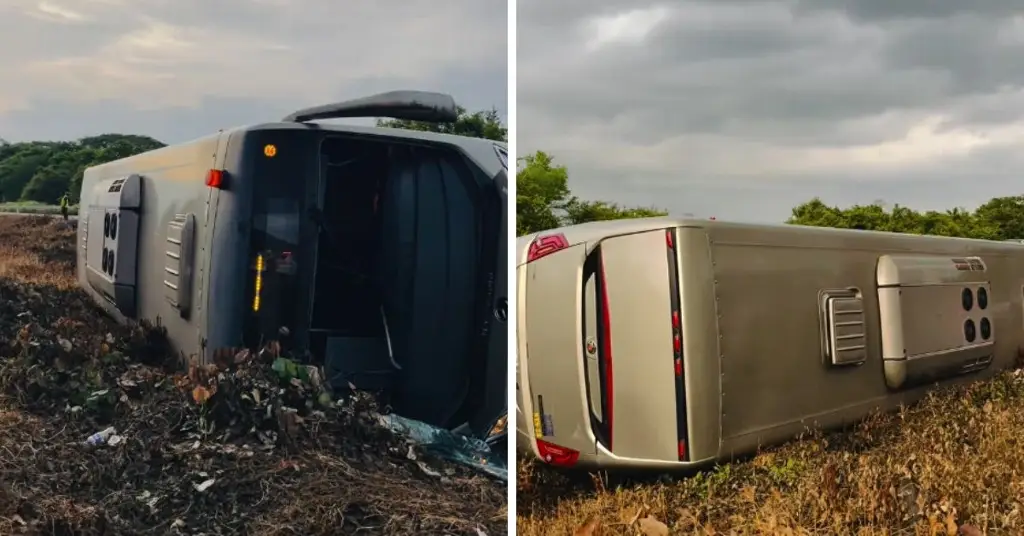 Imagen Abren circulación en autopista Acayucan - Cosoleacaque tras accidente de autobús