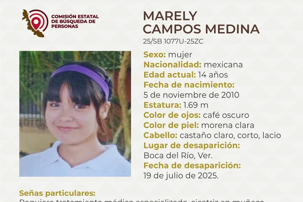 Imagen Menor de edad desaparece en Boca del Río; aquí sus características 
