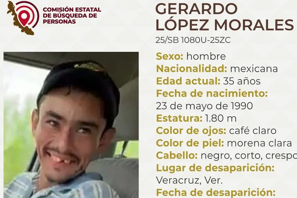 Imagen Buscan a hombre desaparecido en Veracruz; requiere tratamiento médico