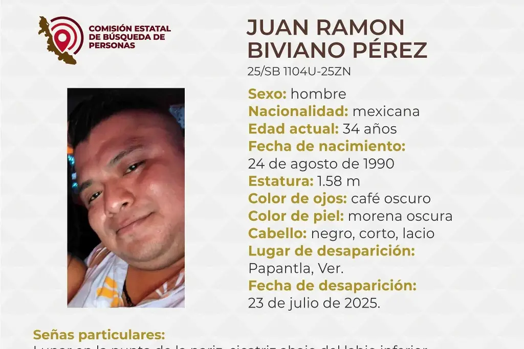 Imagen Desaparece hombre al norte de Veracruz; aquí sus características 