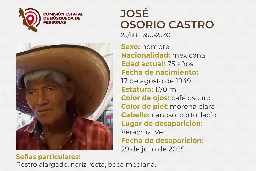 Imagen Él es José, tiene 75 años y desapareció en el puerto de Veracruz 