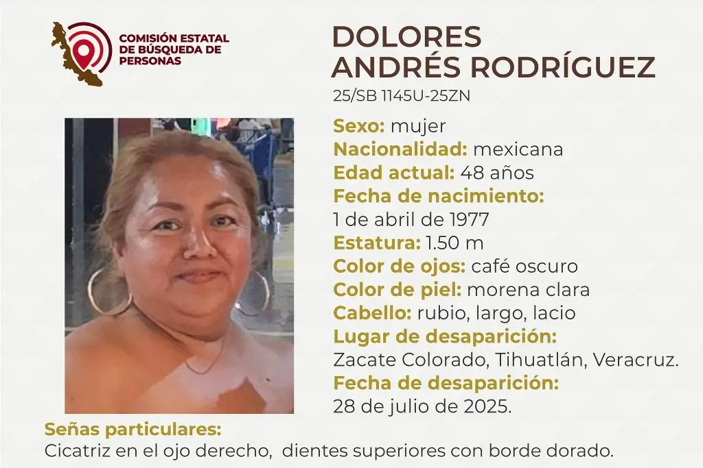 Imagen Piden ayuda para encontrar a mujer desaparecida al norte de Veracruz 