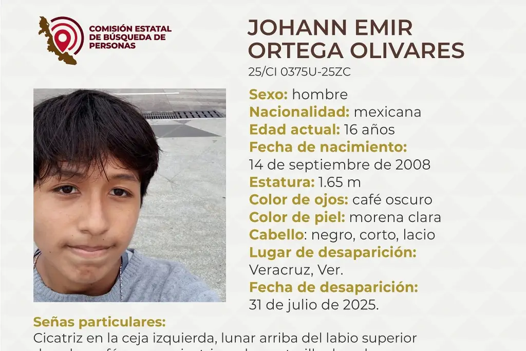 Imagen Desaparece menor de edad en el puerto de Veracruz; aquí sus características 