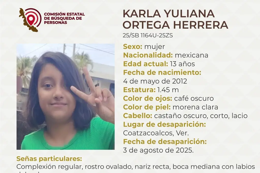 Imagen Menor de edad desaparece al sur de Veracruz; aquí sus características 