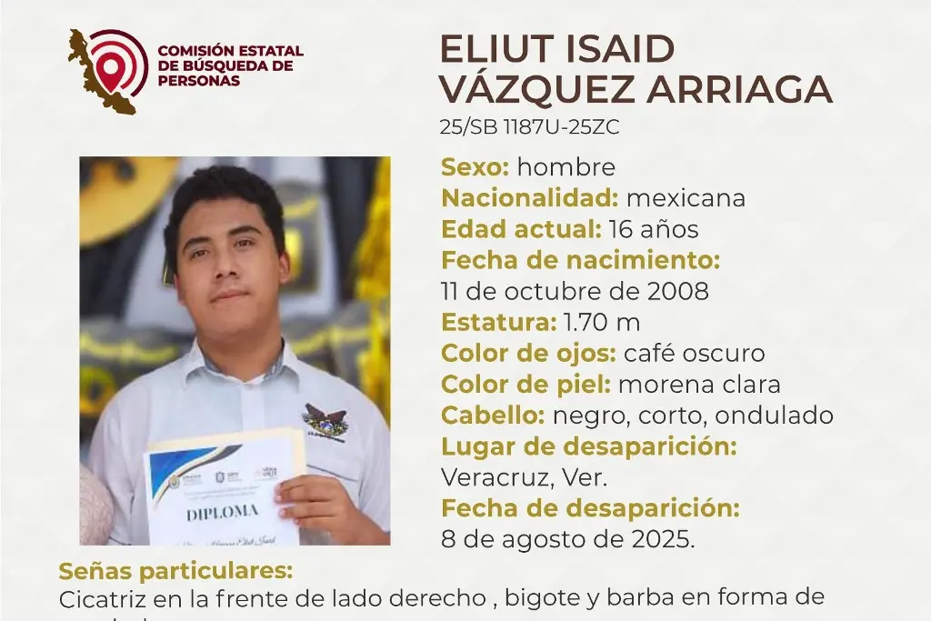 Imagen Menor de edad desaparece en el puerto de Veracruz; estas son sus características 