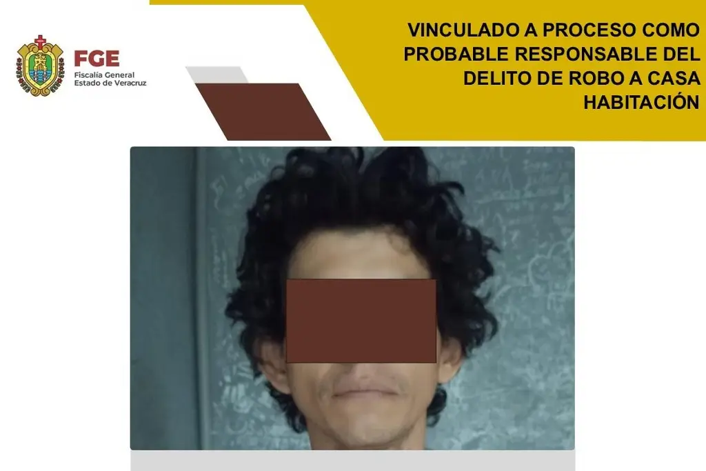 Imagen Lo vinculan a proceso por presunto robo a casa habitación al sur de Veracruz 
