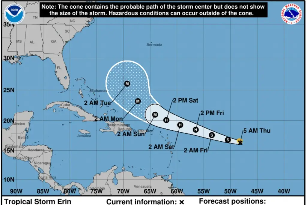 Imagen Tormenta Tropical “Erin” podría convertirse en huracán ¿Cuándo?