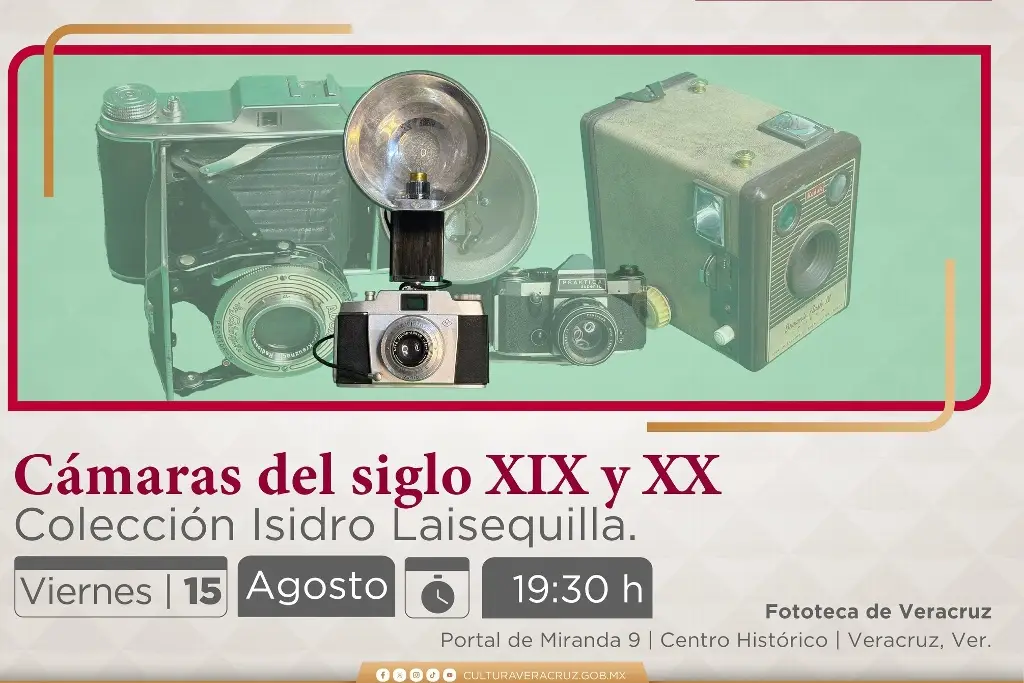 Imagen Este viernes 'Cámaras del Siglo XIX y XX. Colección del fotógrafo Isidro Laisequilla' en Fototeca de Veracruz 