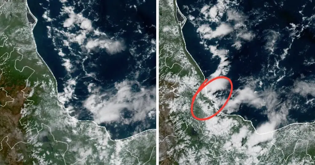 Imagen Desde el satélite, así se formó la tormenta frente a las costas de Veracruz este domingo