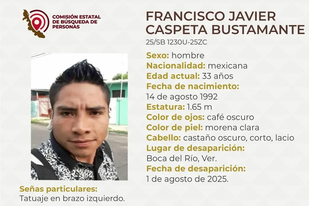 Imagen Él es Francisco Javier, tiene 33 años y desapareció en Boca del Río