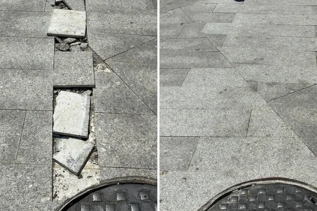 Imagen Reparan piso que rompieron en el centro de Veracruz