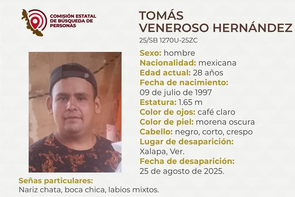 Imagen Él es Tomás, tiene 28 años y desapareció en Xalapa, Veracruz 