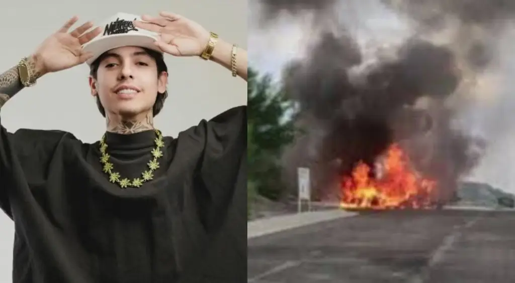 Imagen Camioneta de Natanael Cano se incendia mientras el cantante se encontraba dentro