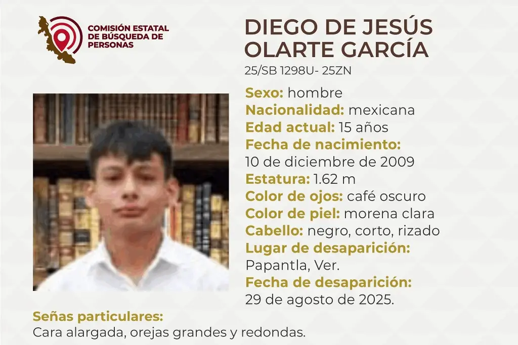 Imagen Desaparece menor de edad al norte de Veracruz; estas son sus características