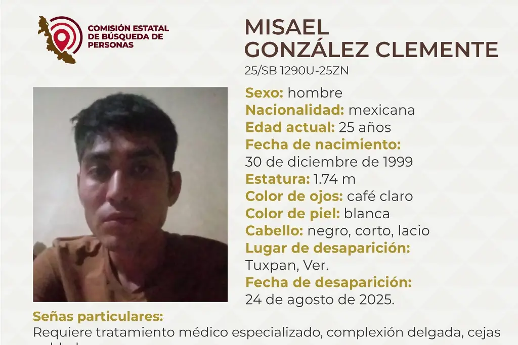 Imagen Él es Misael, tiene 25 años y desapareció al norte de Veracruz