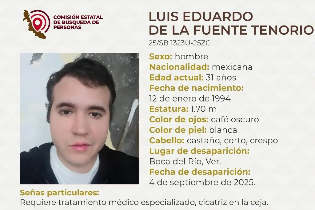 Imagen Joven desaparece en Boca del Río; estas son sus características 