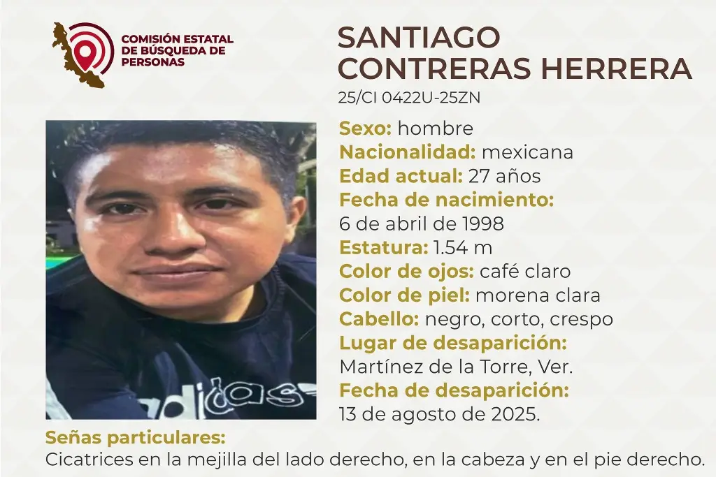 Imagen Piden apoyo para localizar a joven desaparecido al norte de Veracruz