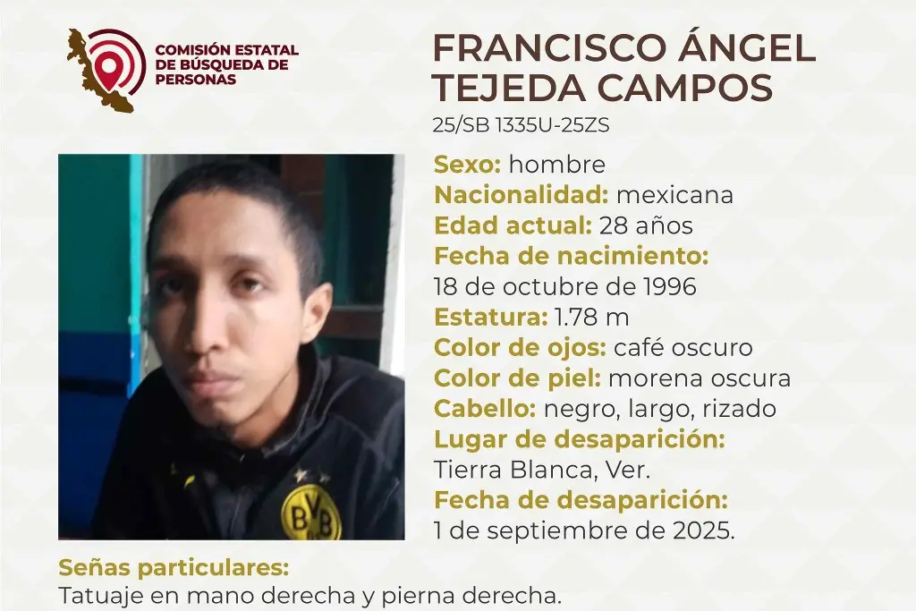 Imagen Piden apoyo para localizar a joven desaparecido en Tierra Blanca, Veracruz 