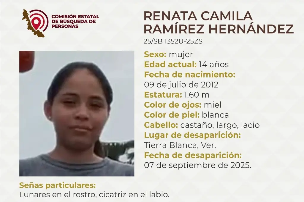 Imagen Menor de edad desaparece en Tierra Blanca, Veracruz; estas son sus características