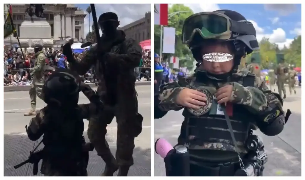Imagen Soldado se detiene en pleno desfile y regala insignia a niña vestida de militar (+Video)