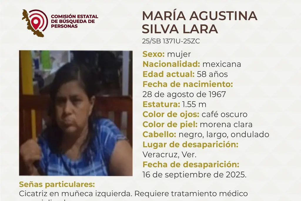 Imagen Desaparece mujer en el puerto de Veracruz; aquí sus características 