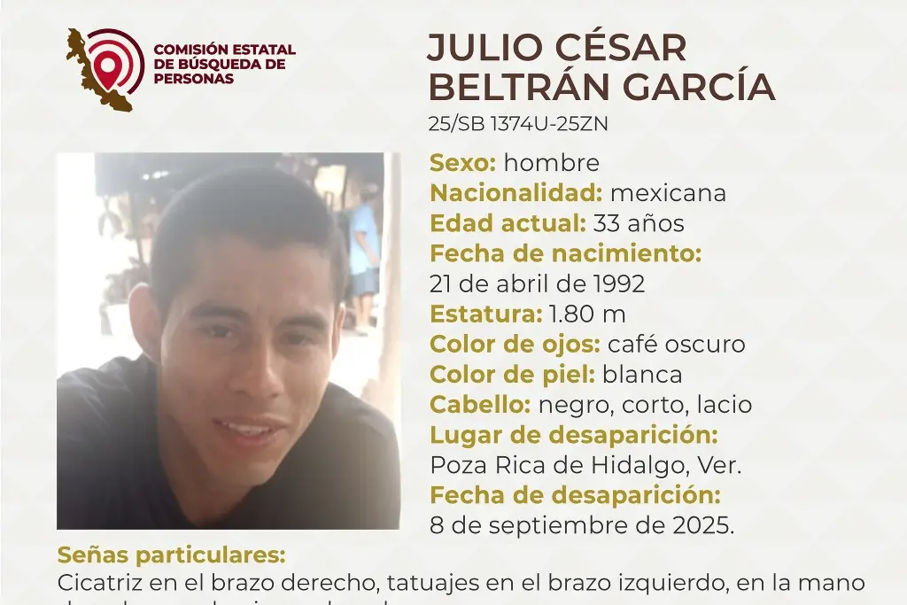 Imagen Él es Julio, tiene 33 años y desapareció al norte de Veracruz 