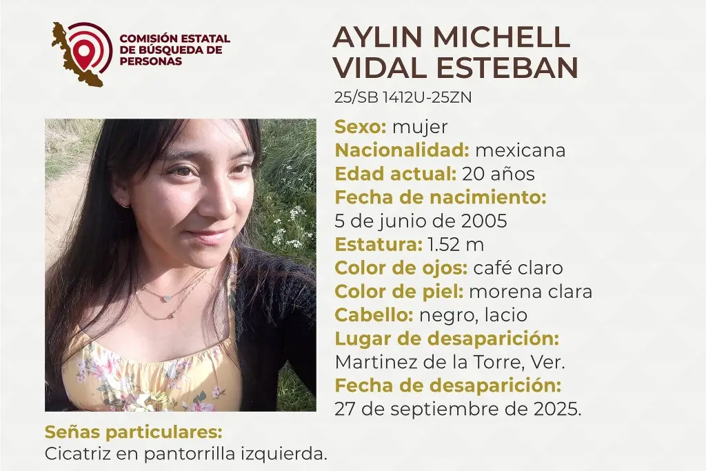 Imagen Joven mujer desaparece al norte de Veracruz; aquí sus características 