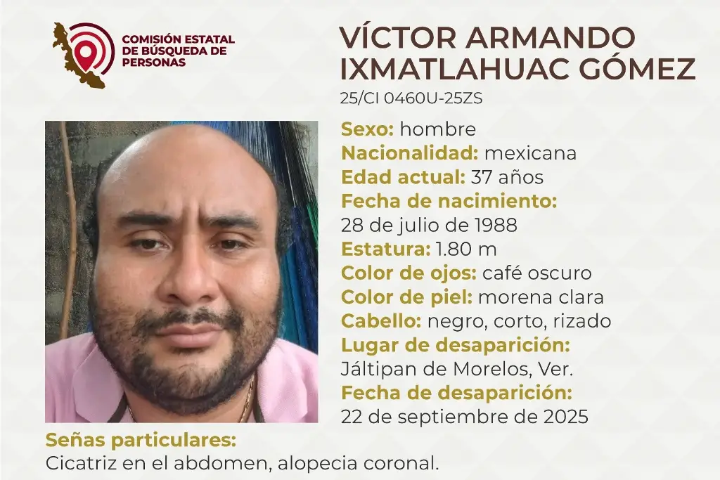 Imagen Él es Julio y desapareció al sur de Veracruz; estas son sus señas particulares 