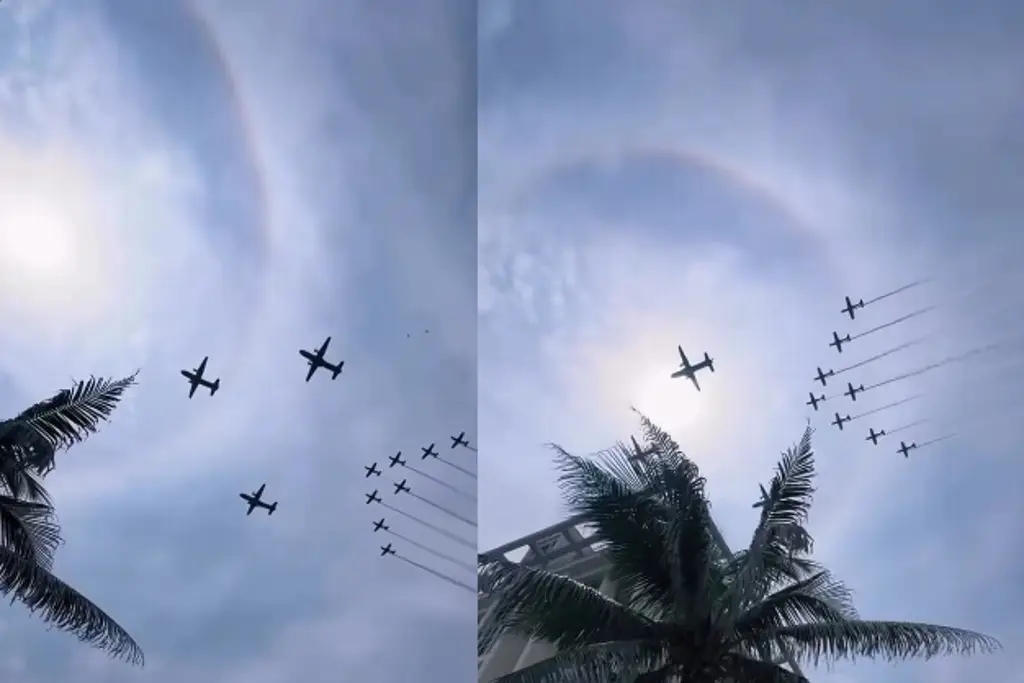 Imagen Captan halo solar durante ensayo de la Marina en Veracruz (+video)