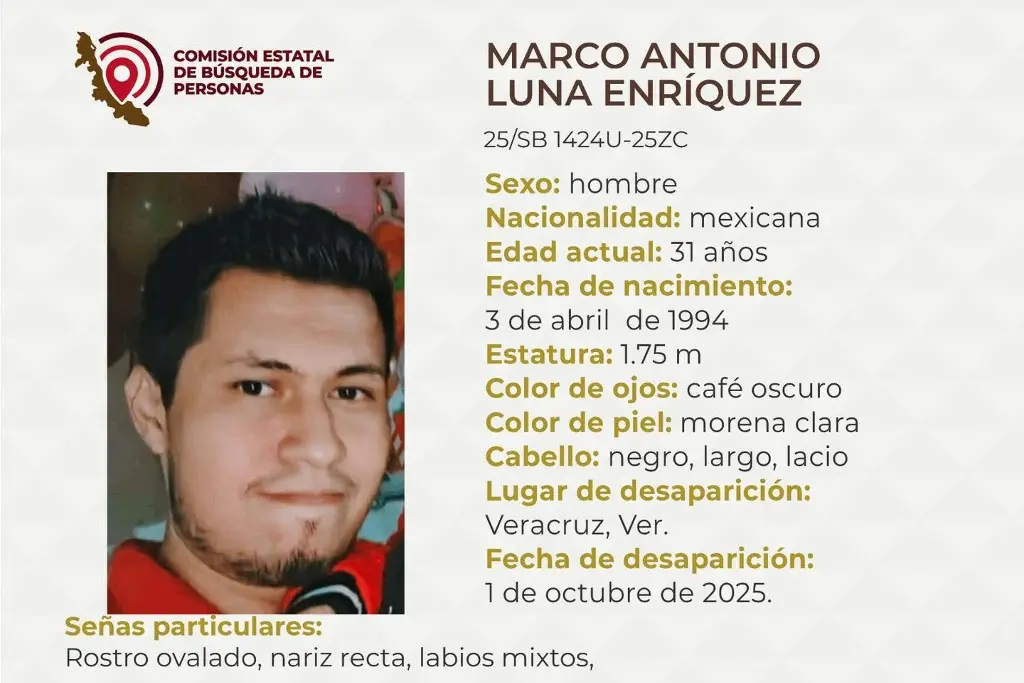 Imagen Él es Marco Antonio, tiene 31 años y desapareció en la ciudad de Veracruz 