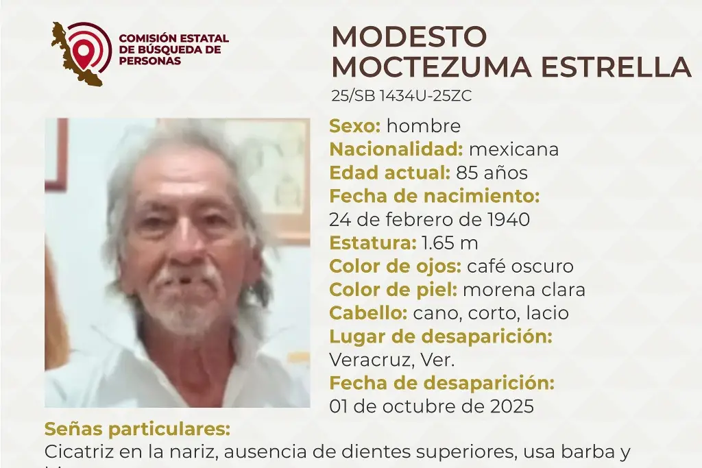 Imagen Desaparece hombre de la tercera edad en el puerto de Veracruz 
