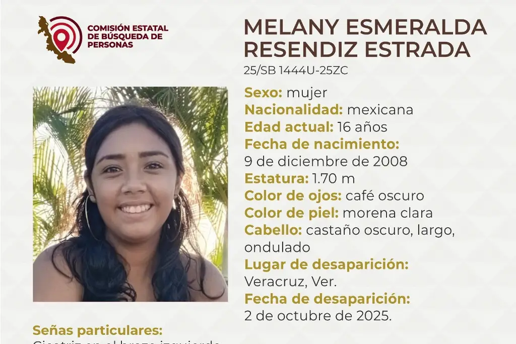 Imagen Menor de edad desaparece en el puerto de Veracruz; aquí sus características 