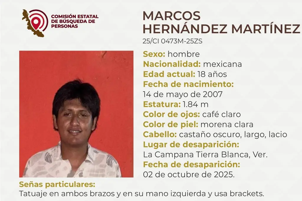 Imagen Piden apoyo para localizar a joven desaparecido al sur de Veracruz