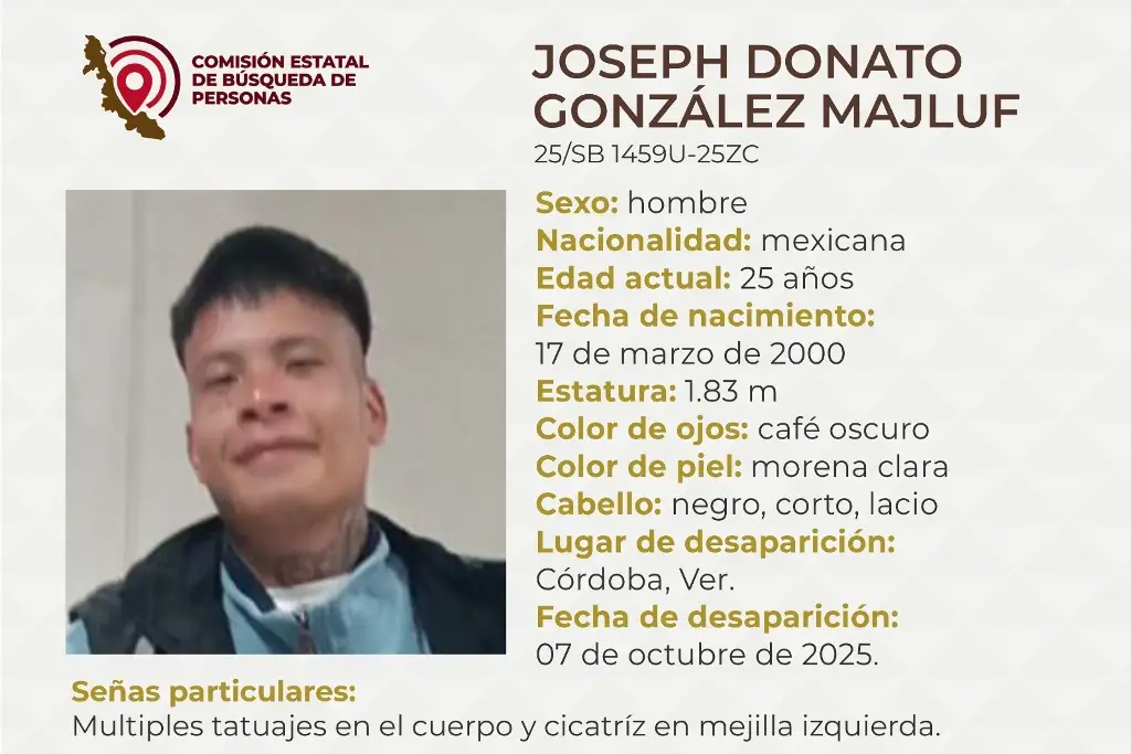 Imagen Piden apoyo para localizar a joven desaparecido en Córdoba, Veracruz 