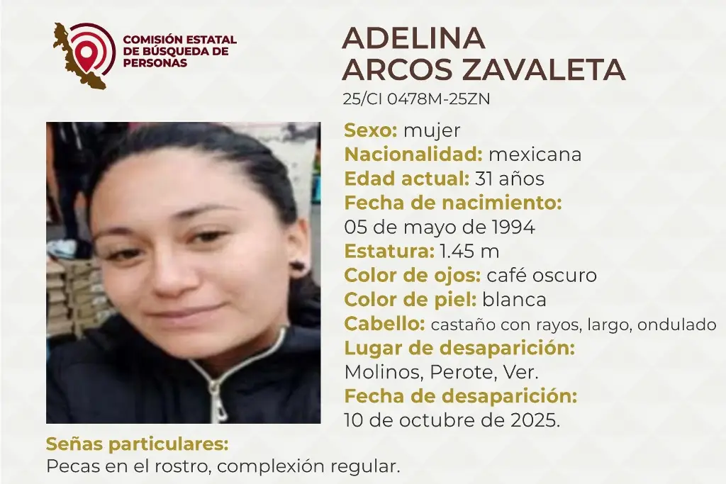 Imagen Piden apoyo para localizar a joven mujer desaparecida en Perote, Veracruz 