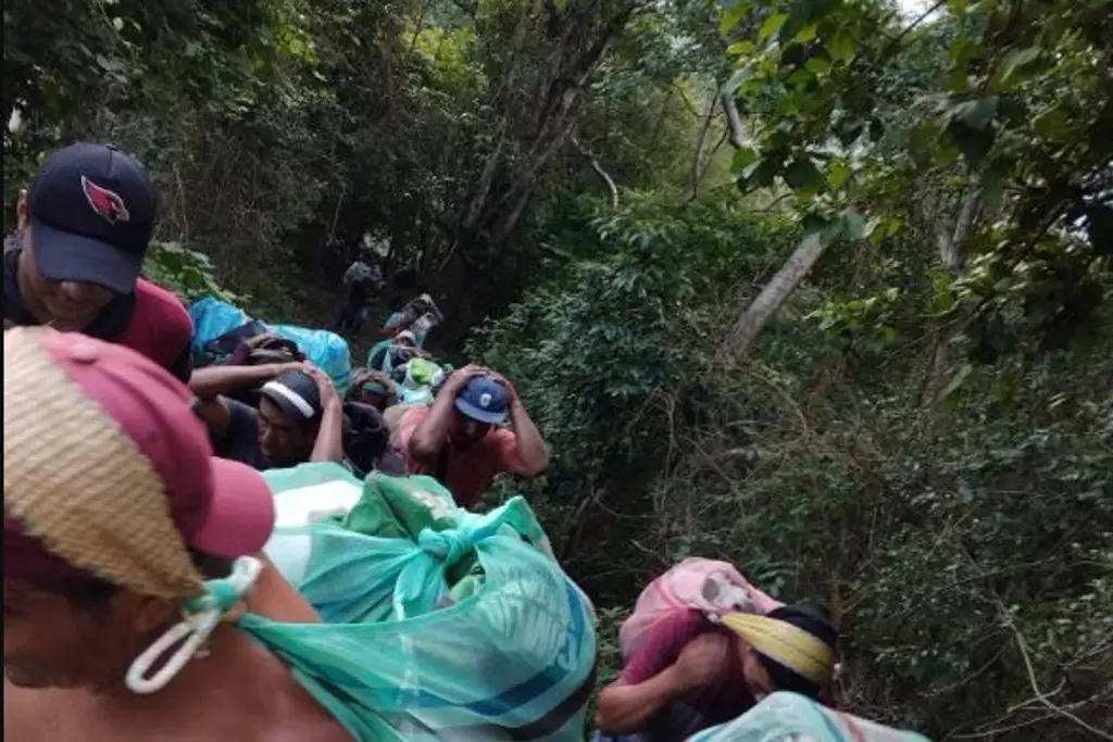 Imagen A pie y entre la maleza, así llevan víveres a comunidades afectadas en Ilamatlán (VIDEO)
