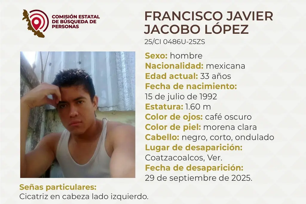 Imagen Él es Francisco Javier, tiene 33 años y desapareció al sur de Veracruz