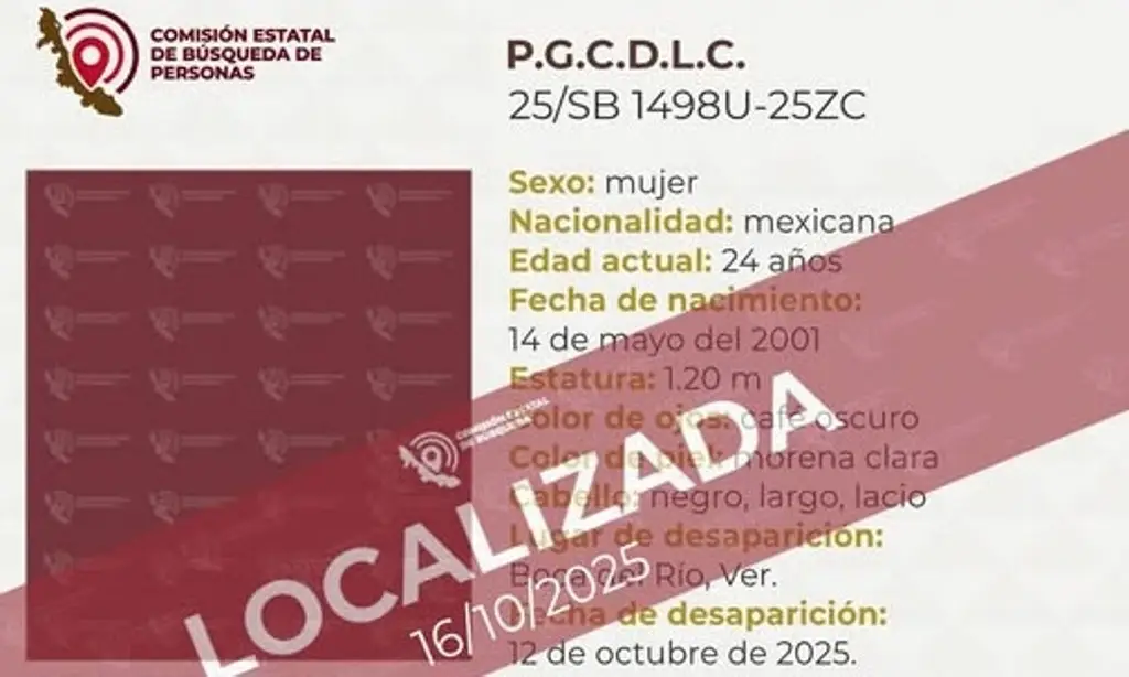 Imagen Localizan a mujer reportada como desaparecida en Boca del Río, Veracruz