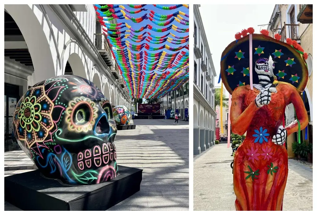 Imagen Llega la catrina y las calaveras gigantes al zócalo de Veracruz