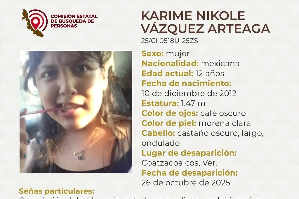 Imagen Menor de edad desaparece al sur de Veracruz; estas son sus características