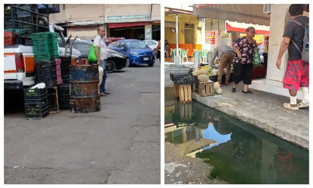 Imagen Tras reporte arreglan drenaje azolvado en zona de mercados de Veracruz