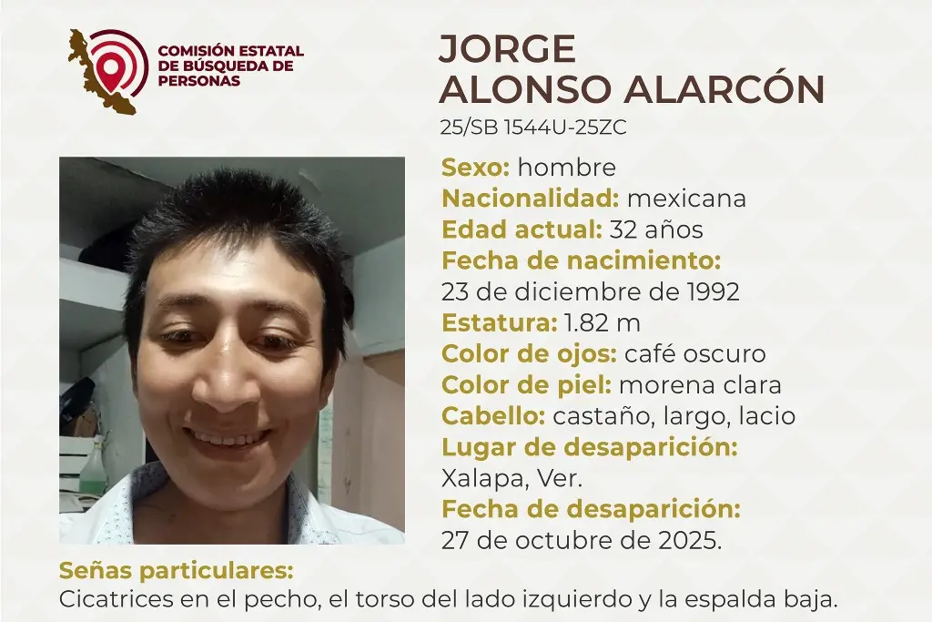 Imagen Piden apoyo para localizar a hombre desaparecido en Xalapa, Veracruz