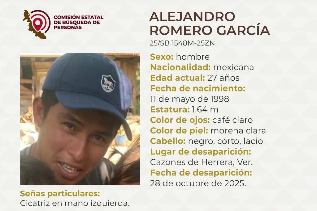 Imagen Desaparece joven al norte de Veracruz; estas son sus características