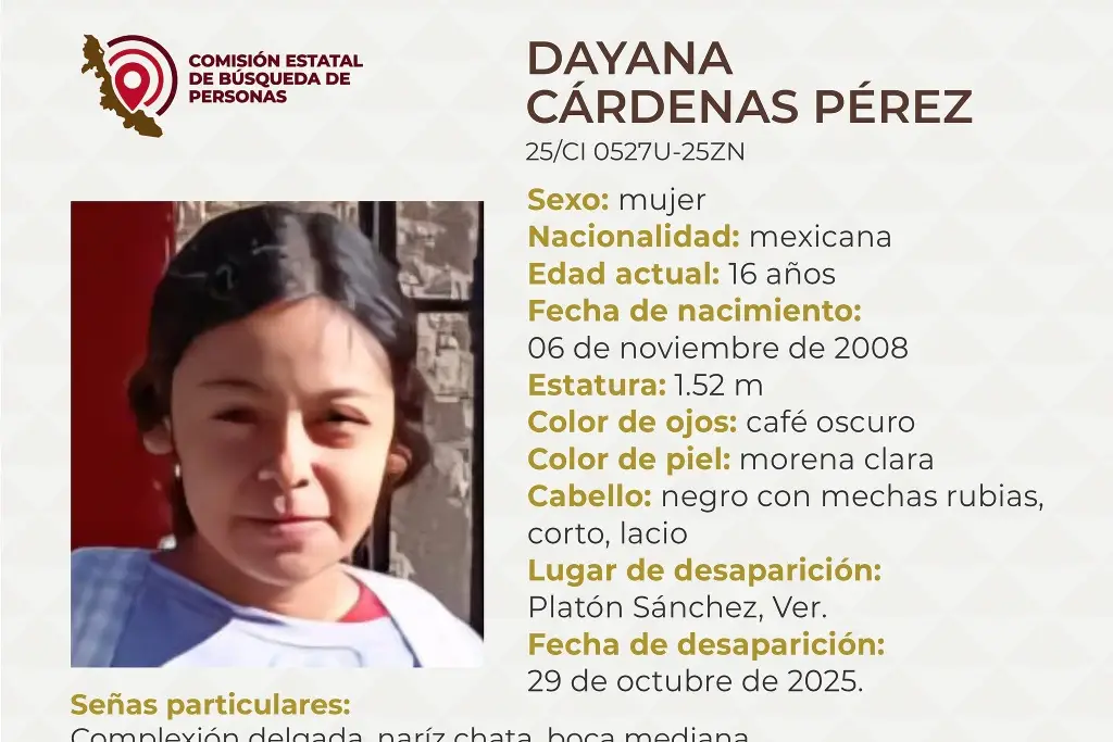 Imagen Menor de edad desaparece al norte de Veracruz; aquí sus características